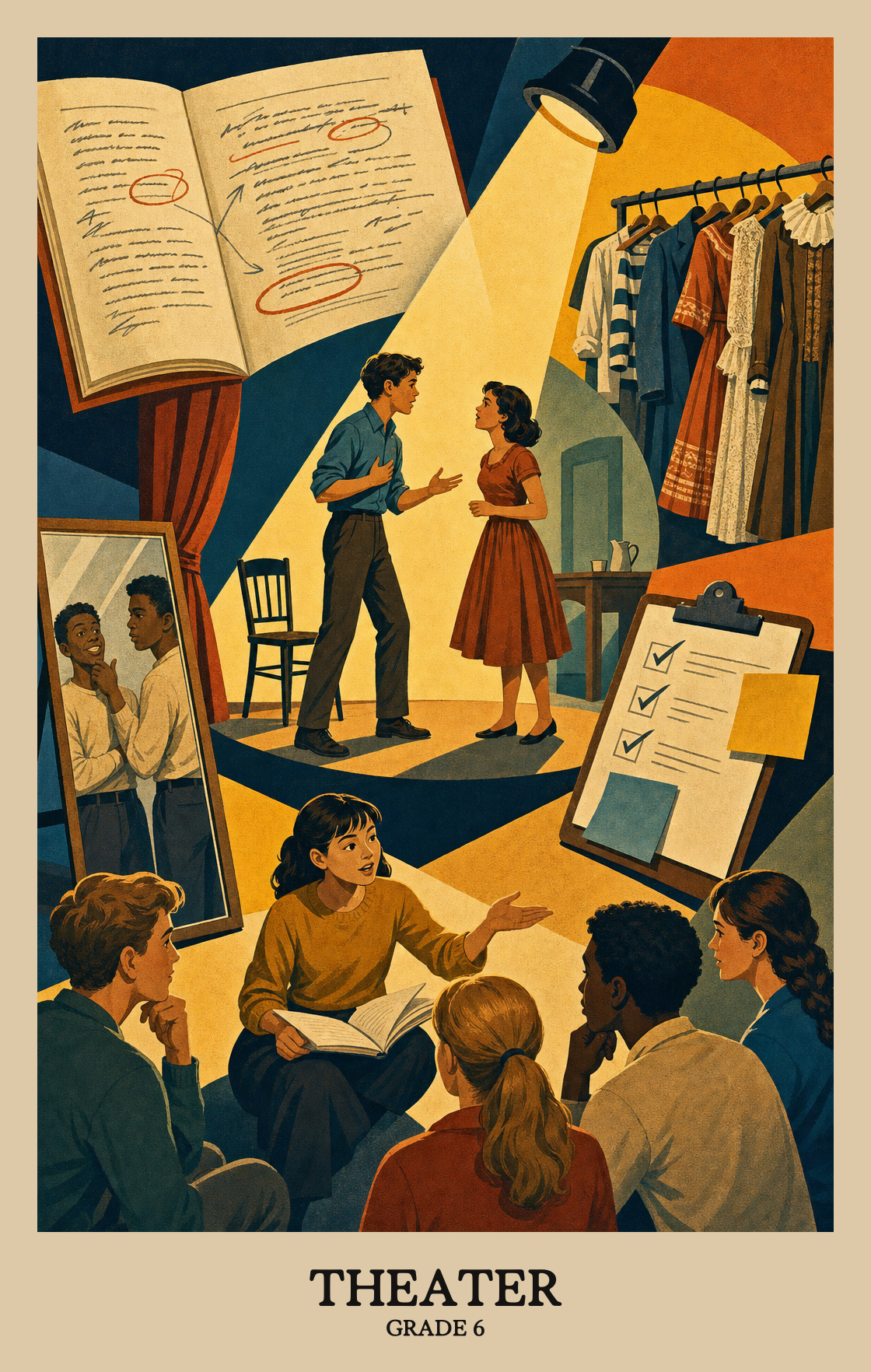 Illustration of what students learn in Grade 6 Arts: Theater