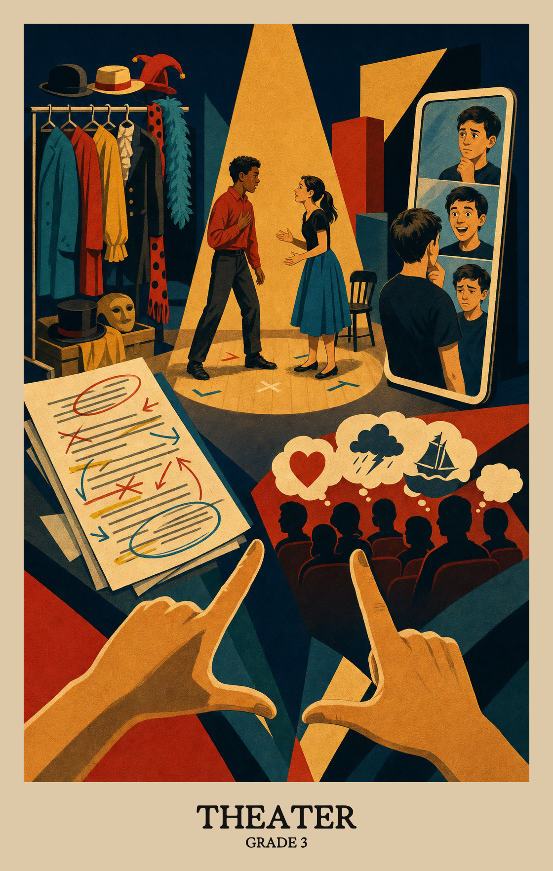 Illustration of what students learn in Grade 3 Arts: Theater