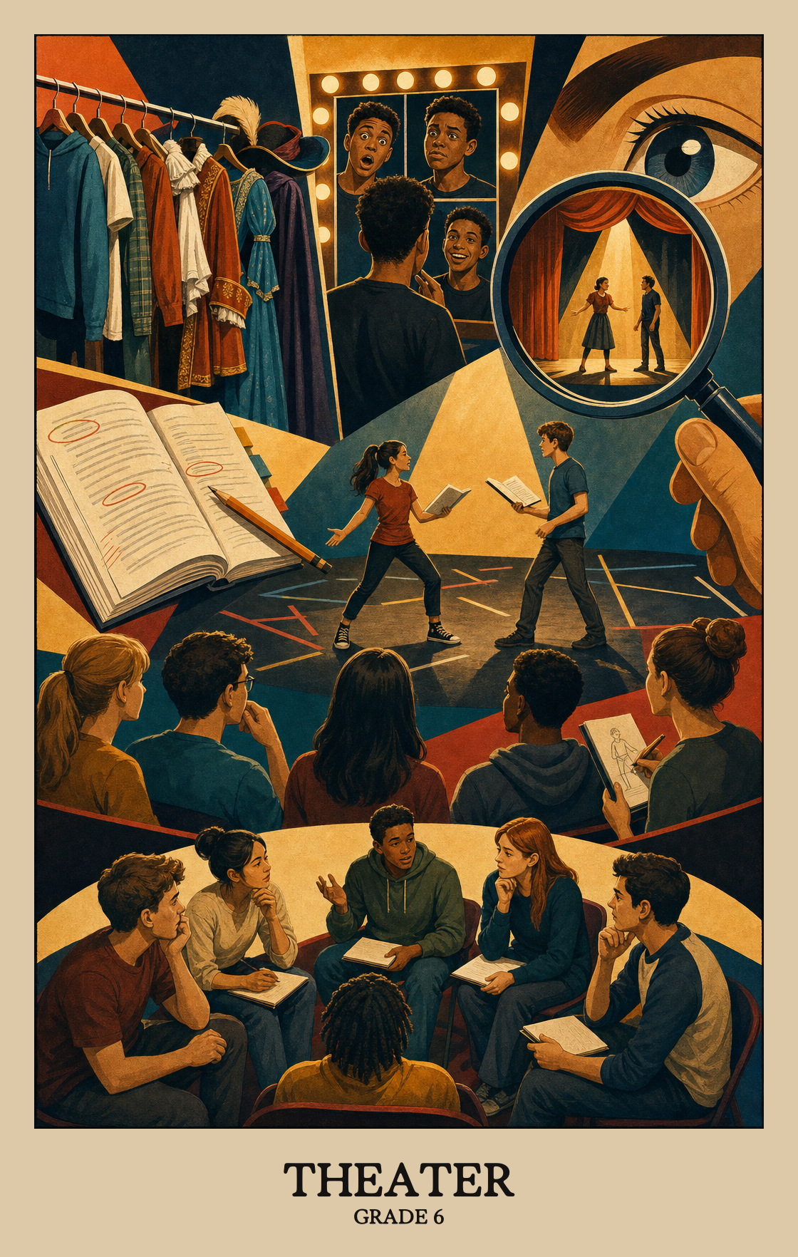 Illustration of what students learn in Grade 6 Arts: Theater