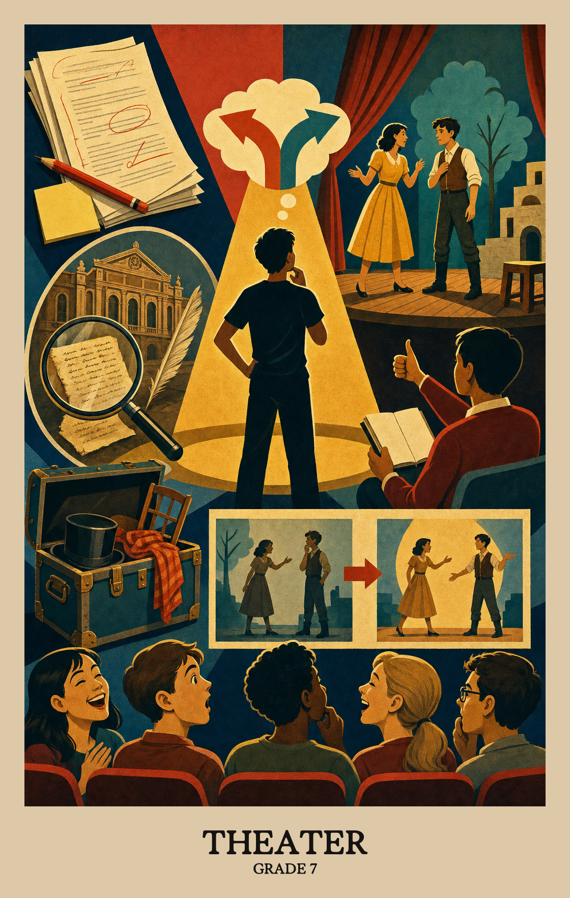 Illustration of what students learn in Grade 7 Arts: Theater