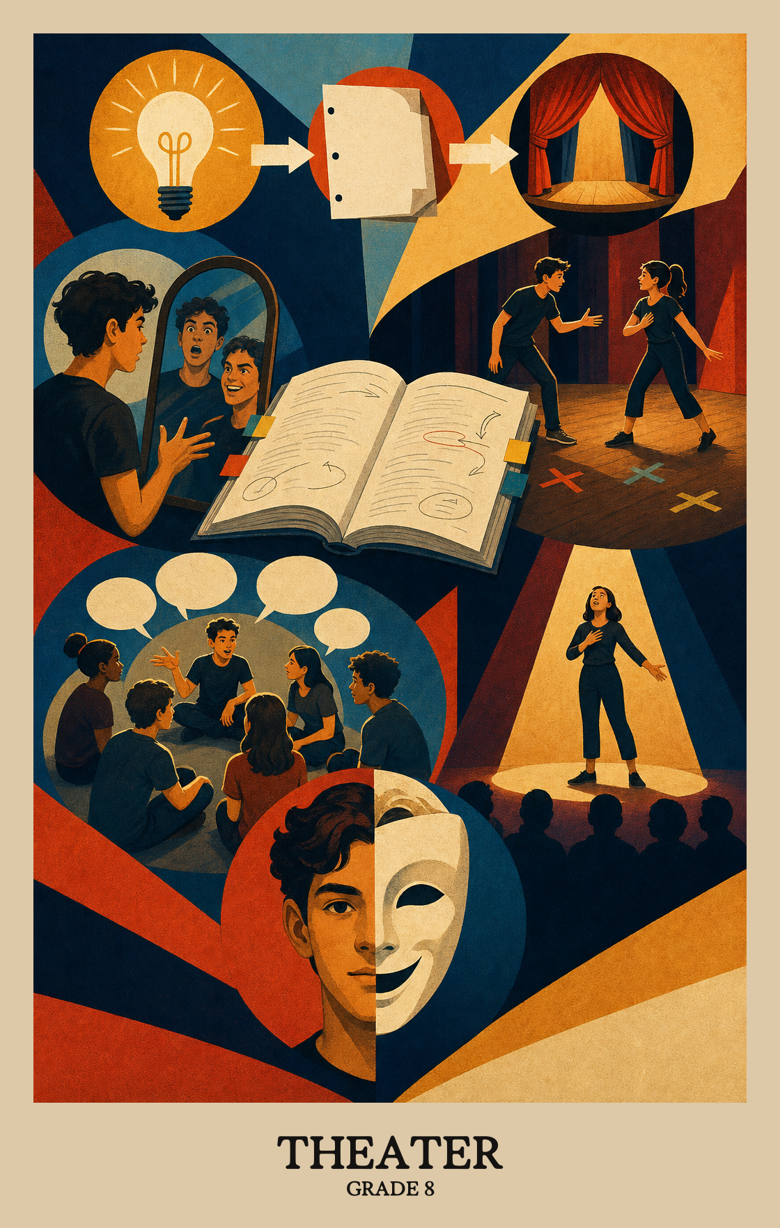 Illustration of what students learn in Grade 8 Arts: Theater